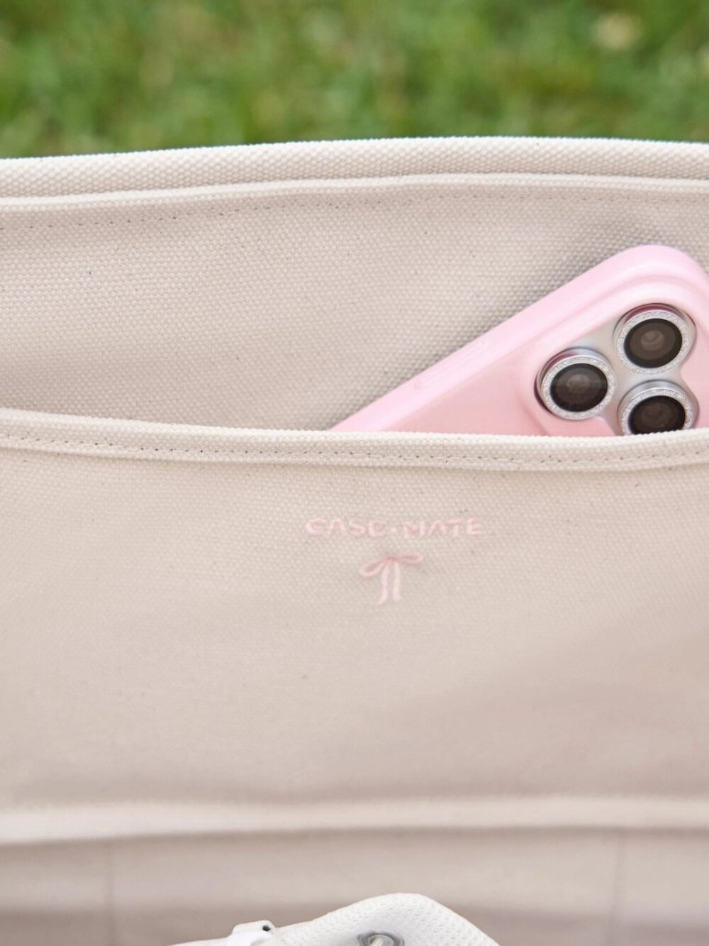 Case-Mate Pink Canvas Tote Boat Bag Beach Market Travel Shopper Coquette NWT - Picture 5 of 6
